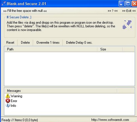 โปรแกรมลบไฟล์ถาวร Blank And Secure