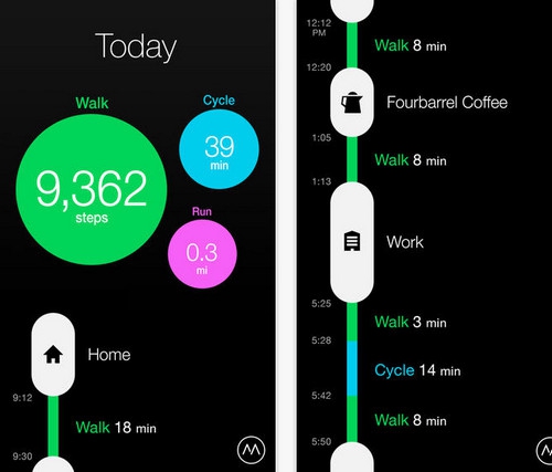 App บันทึกการเดินทาง Moves