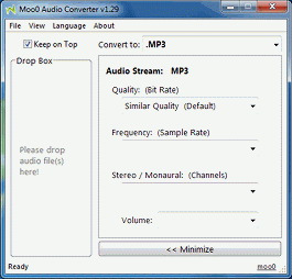 โปรแกรมแปลงไฟล์เสียง ฟรี Moo0 Audio Converter